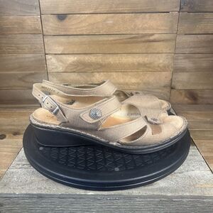 Finn Comfort Sandals Womens US 8 Strappy Flats Hook & Loop Brown Leather UK 5.5